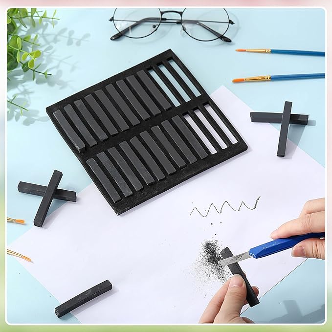 72 Pcs Soft Chalk Pastels Set Square Sketch Chalk Soft Pastel for Artists Non-toxic Artist Pastel Sticks for Professional Artists and Art Lovers(Black)