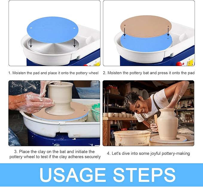 12 inch BatMate for Pottery and Ceramics, LEOLIO Upgraded Round Clay Throwing Cloth for Making Pottery Ceramics, Pottery Machine Accessories (Blue)
