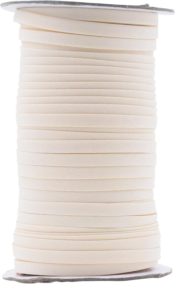 Mandala Crafts 55 Yards 1/4 Inch Cream Double Fold Bias Tape for Sewing - Bias Binding Tape for Quilting Binding, Hemming, Seam, and Fabric Piping