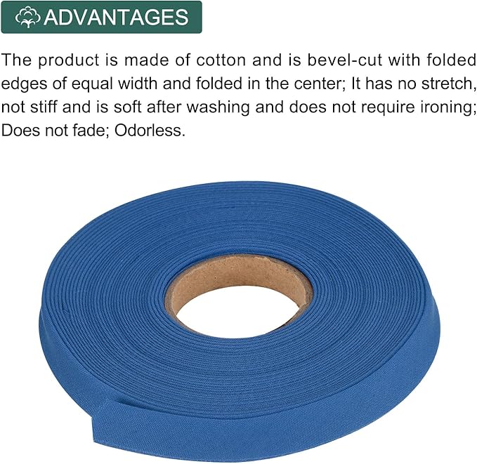MECCANIXITY 1/2 Inch Double Fold Bias Tape Polyester Continuous Bulk Bias Tape for Sewing,Seaming Quilting Hemming Binding Crafts (Dark Blue 10 Yards)