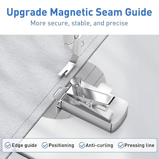 Armilem Magnetic Seam Guide for Sewing Machine, Multifucntional Clip-On Hem Guide - Universal Sewing & Quilting Supplies Accessories Tools