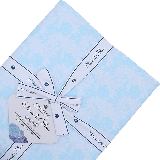 Tinyspool & Co. 100% American Cotton Fabric – 3 Yard Cut Quilting Fabric – Prewashed Preshrunk Yardage for Quilt Backing Borders Binding Sewing Crafts – Eternal Bleu No.15 – Baby Blue