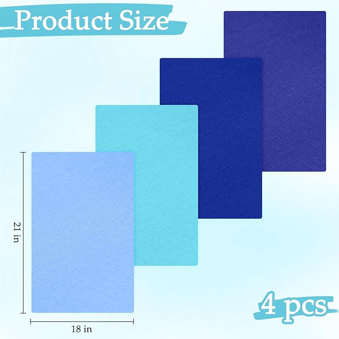 18 * 21inch Cotton Fabric Premium, Solid Precut Fabric Pure Quilting Fat Quarter Bundles Patchwork for Sewing DIY Craft (Blue, 4PCS)