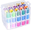 Simthread 63-Color Embroidery Thread Kit – 63 Spools 550 Yards Each, 40WT Polyester Thread with 3-Layer Stackable Box, Bobbins & Tools – Compatible with Brother, Janome, Babylock and More