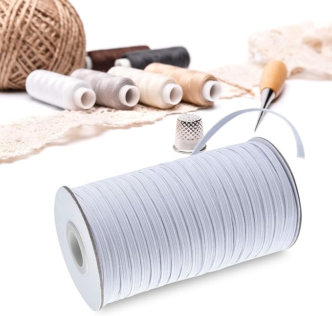 Coopay 180 Yards Length 1/8" Width Elastic Bands Flat Elastic Cord Rope Heavy Stretch Spool Knit for Sewing DIY Projects, Arts & Crafts (White, 1/8 Inch)