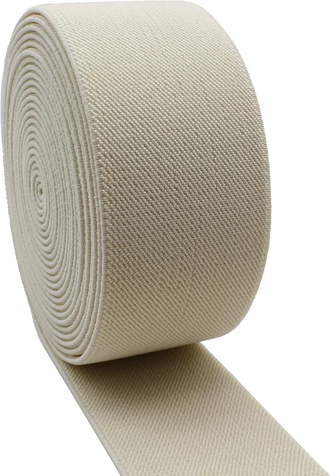 Dortrue 2 Inch 5 Yards Off White Sewing Elastic Band Heavy Stretch High Elasticity Elastic Spool for Sewing Pants Waistband, Straps, Craft DIY Projects