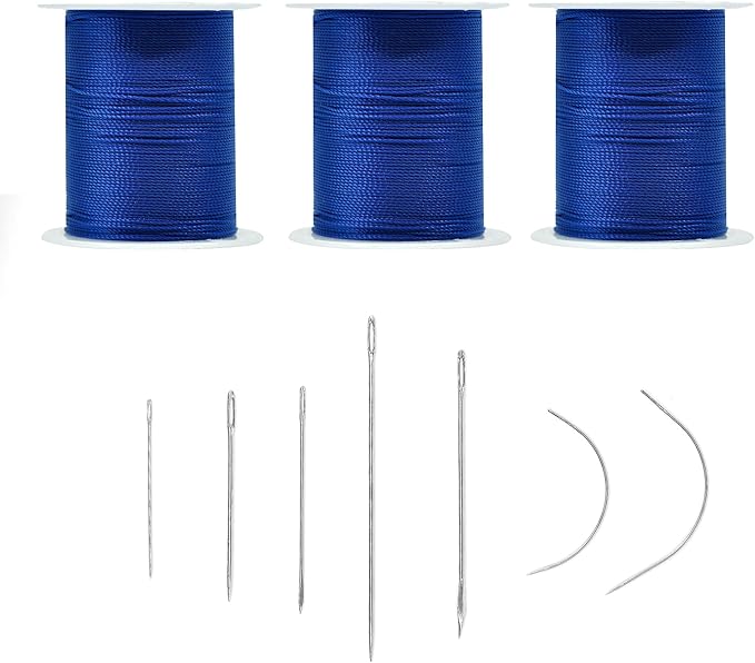 Extra Strong Upholstery Thread Repair Sewing Kit,Polyester Thread for Sewing with 7 Size Sewing Needles for Furniture,Leather&Canvas Stitching,70m/Spool (Blue)