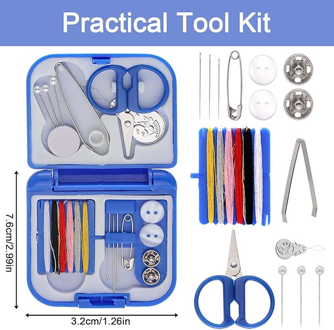 2 Pack Mini Travel Sewing Kit, Portable Sewing Kit, Emergency Sewing Travel Small, Beginners DIY Sewing Thread Needle Threader Scissors Kit for Women, Mom, Traveler, Adults, Beginner