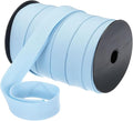 MECCANIXITY 1 Inch Double Fold Bias Tape Polyester Continuous Bulk Bias Tape for Sewing,Seaming Quilting Hemming Binding Crafts (Light Blue 55 Yards)