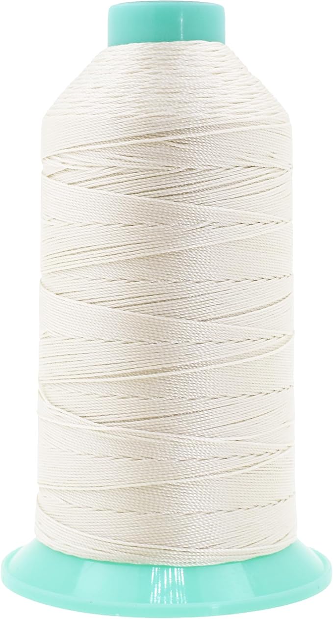 Mandala Crafts Size 207 630D T210 Bonded Nylon Thread - Off White 800 YDs Tex 210 Heavy Duty Sewing Threads for Leather, Jeans, Weaving, Outdoor Marine Upholstery