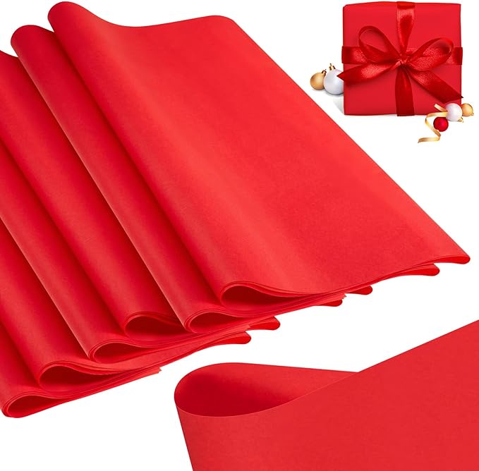 Qilery 500 Sheets Red Tissue Paper Bulk 15 x 20 Inch Valentine's Day Wrapping Paper for Gift Bags Acid Free Tissue for Chinese New Year Craft, Bouquet, Garland, Forming Pompom, Wedding