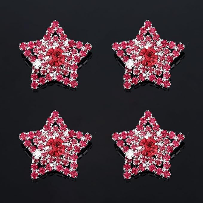 4Pcs Rhinestone Buttons Crystal Embellishments for Clothing Jewelry Making DIY Decoration Bottons for Sewing Crafts Wedding Bridal (Reddish Brown)
