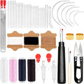51Pcs Sewing Tool Set Heavy Duty Sewing Kit Big Eye Steel Sewing Needles Thread Kits Hand Sewing Kit for Upholstery Repair Leather Heavy Duty Thread Strong Large Eye Sewing Needle Seam Ripper Thimbles