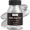 Nicpro Metallic Silver Acrylic Paint, 4oz/120ml Silver Leaf Paint, Non Toxic, Non Fading Art Craft Paints for Canvas, Wood, Clay, Fabric, Metal, Furniture, Art Supplies