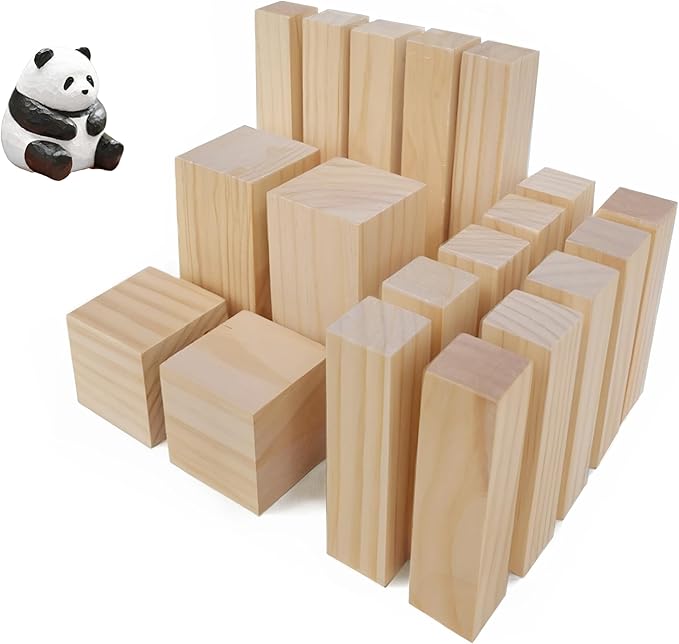 19PCS Basswood Carving Blocks，4 Different Sizes Whittling Wood Blocks，Soft Carving Basswood Kit for Crafts Beginners