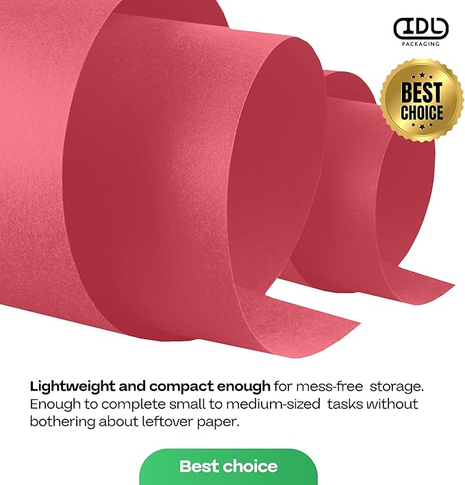 Christmas Red Kraft Paper Roll 24" x 1200" (100 feet) with Cutter - USA-Made Gift Wrapping Paper for Packing, Moving, Shipping & Crafts/Arts - 100% Recyclable Natural Craft Material by IDL Packaging