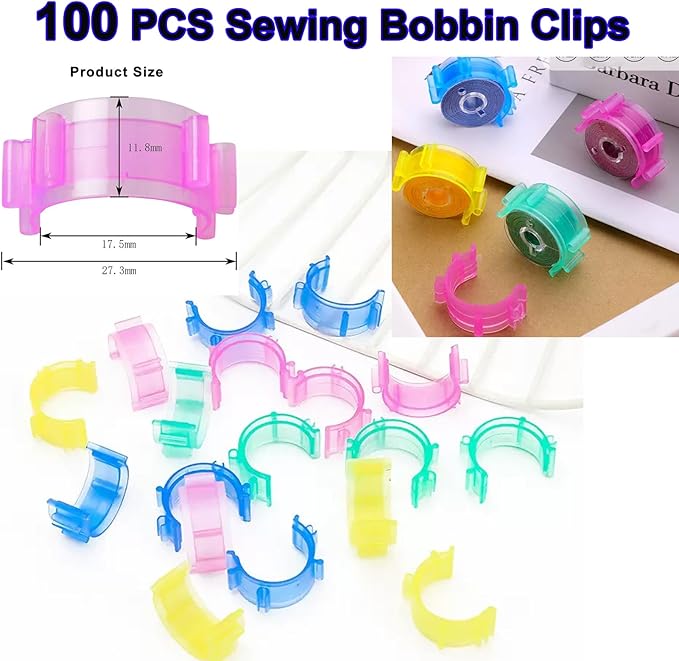 Doukey 282 PCS Sewing Supplies Thread Organizer Set Sewing Helpers, Include 100 Bobbin Thread Holders, 100 Sewing Bobbin Holder Clips, 32 Silicone Bobbin Holders Spool Huggers, 50 Sewing Clips