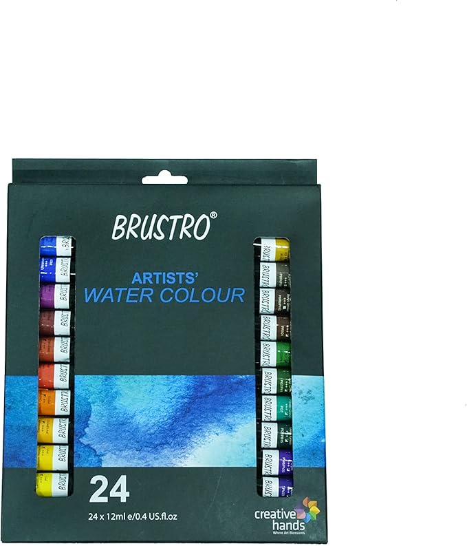 BRUSTRO Artists' Watercolour Set of 24 Colours X 12ML Tubes