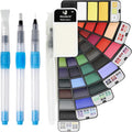MEEDEN Travel Watercolor Paint Set: Portable 42 Assorted Water Colors Paint Kit with 4 Brushes