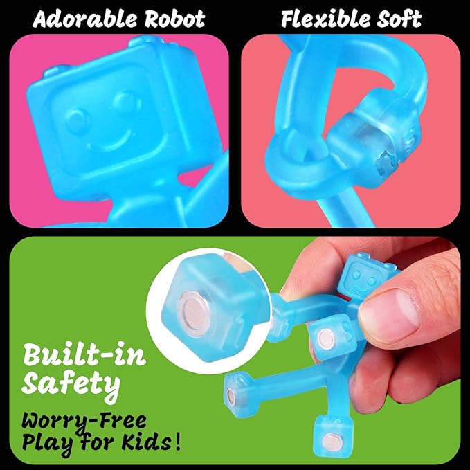 Valentines Day Gifts for Kids: 12Pcs Magnetic-People-Magnet-Men, Travel Toys for Kids, Cute Robot & Funny Magnets, School Party Favors Bulk, Small Toys for Classroom Prizes, Easter Egg Stuffers