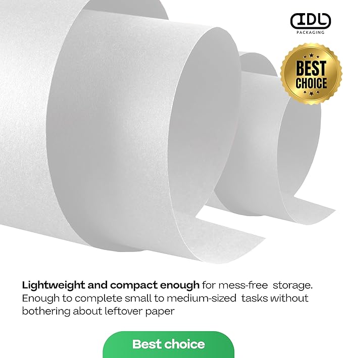 White Kraft Paper Roll 24" x 2160" (180 feet) with Cutter - USA-Made Quality Paper 50lb Thickness for Wrapping, Packing, Moving, Shipping, & Crafts/Arts - Natural Kraft Material by IDL Packaging