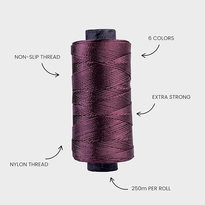Big Kizzy Burgundy 250m Nylon Thread for Hair Extensions, Sew in Human Hair Weft and Wigs - Non-Slip and Comfortable Hold for Hand and Machine Tied Weft