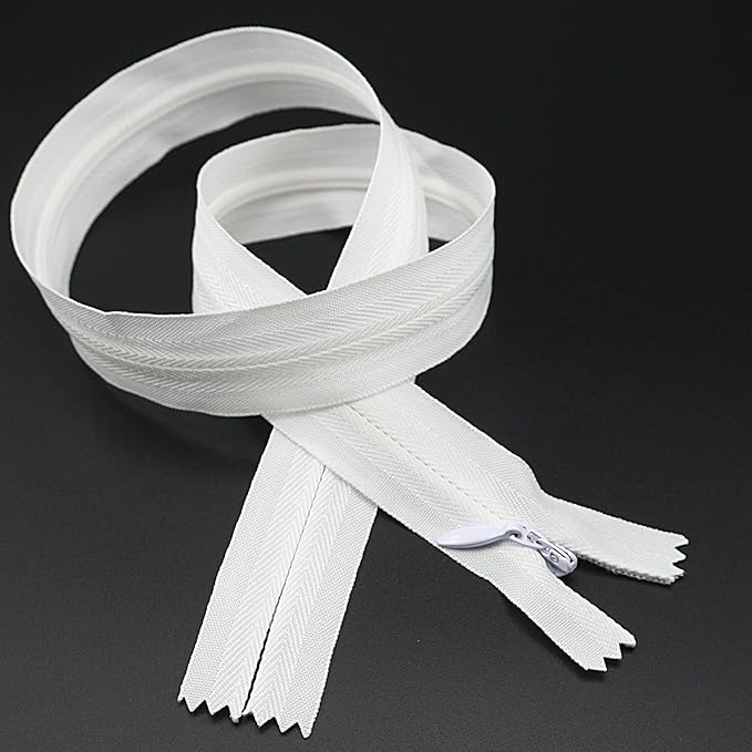 Leekayer 3# 7 Inch Invisible Zipper for DIY Tailor Sewing Craft 17.78cm White Hidden Zippers Closed End Bulk 10 PCS/Pack (White,7")