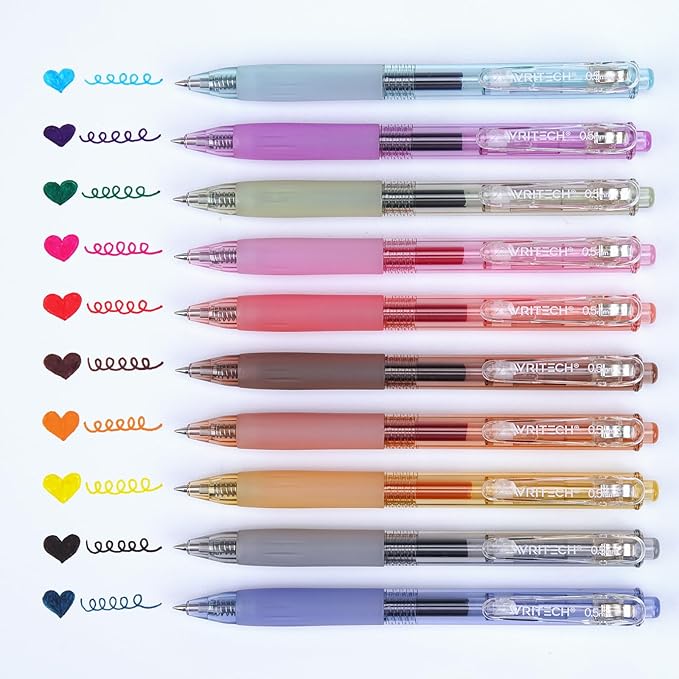 WRITECH Retractable Gel Pens Quick Dry Ink Pens 0.5mm Bullet Multicolor For Journaling, Drawing, Doodling, and Notetaking (Multicolor)