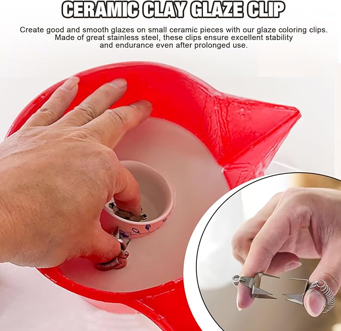 2 Pieces Pottery Clay Glaze Clamps Fingertip Dipping Glaze Clips, Ceramic Glazing Tongs, Glazing Tongs for Pottery