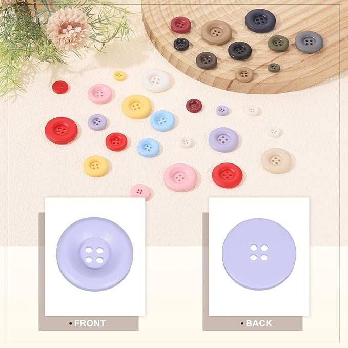 HARFINGTON 50pcs Sewing Button 25mm (1 Inch) 4 Holes Resin Thickened Round Crafting Replacement Buttons for Clothing DIY Crafts Decoration, Purple