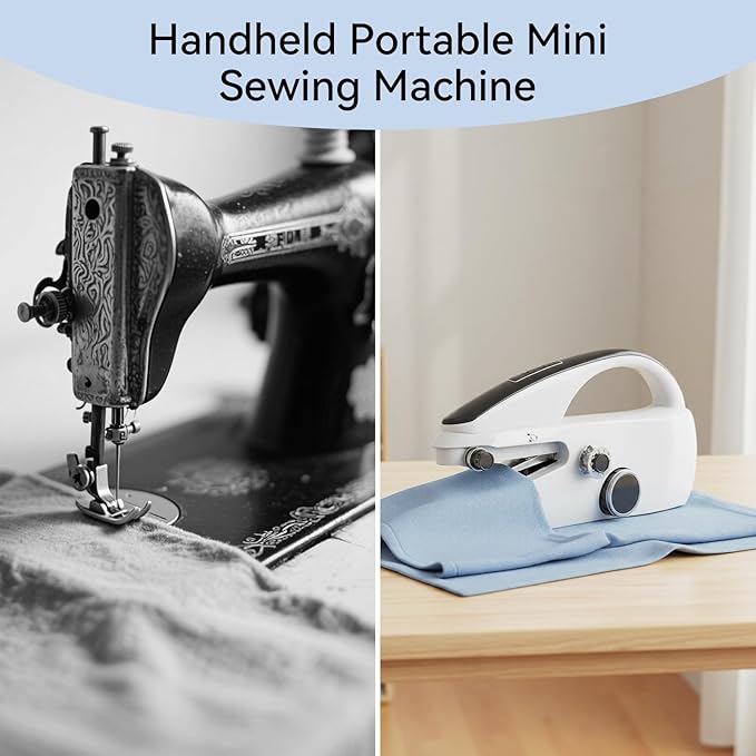 Ninonly Handheld Sewing Machine, Portable Mini Sewing Machine for Beginners Easy Use for Home Travel DIY Clothes Fabric