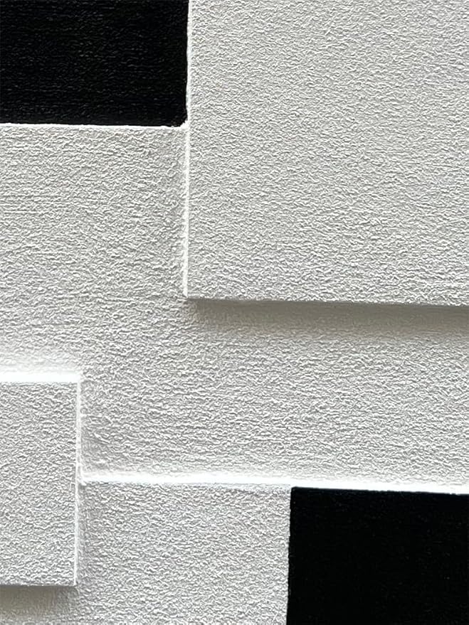 Art Hand-Painted Modern Minimalist Black and White Abstract Art Oil Painting Canvas Wall Deco Art Painting 40x28 inches