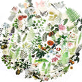 Doraking 65PCS Plants Scrapbook Stickers, DIY Decoration Transparent Sulfuric Paper Green Plants for Scrapbook, No-Repeat