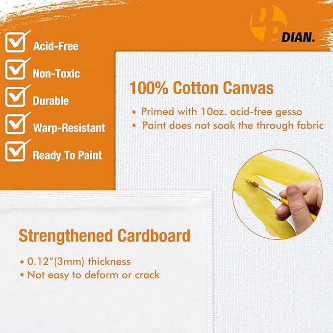 Canvas Boards for Painting 16x12 Inch, 24-Pack Bulk Canvas Value Pack - Art Supplies Blank Paint Canvas Panels for Acrylic, Oil, Watercolor, Tempera, Gouache