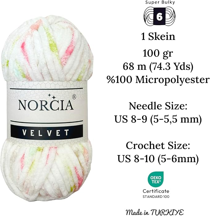 Soft Velvet Yarn Chenille Yarn for Crocheting Super Bulky 3x100g (3x74.3 yds) Baby Blanket Yarn for Knitting Amigurumi Yarn for Crochet Weaving Craft