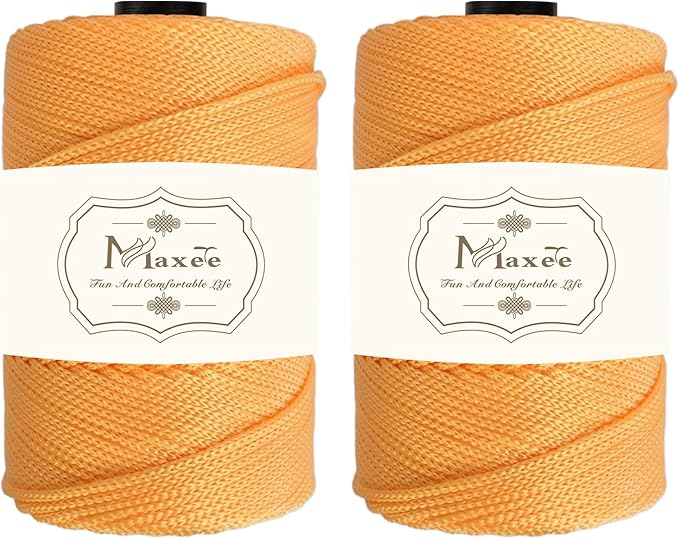 Maxee Premium Polyester Macrame Cord 3 mm × 218 yd (2 Pack),3mm 100% Polypropylene Macrame Cord,Ideal for Crochet, Wall Hangers, Bags, Rugs & DIY Crafts(Bright Yellow)
