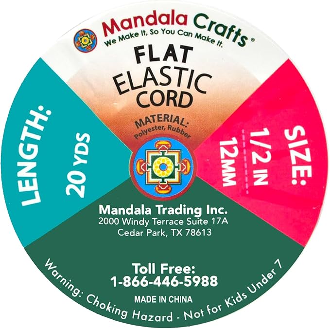 Mandala Crafts 12mm 20 Yds Roll of Burgundy Elastic Bands for Sewing - 1/2 Flat Elastics Cord - 1 2 Inch Braided Stretch Straps for Crafting