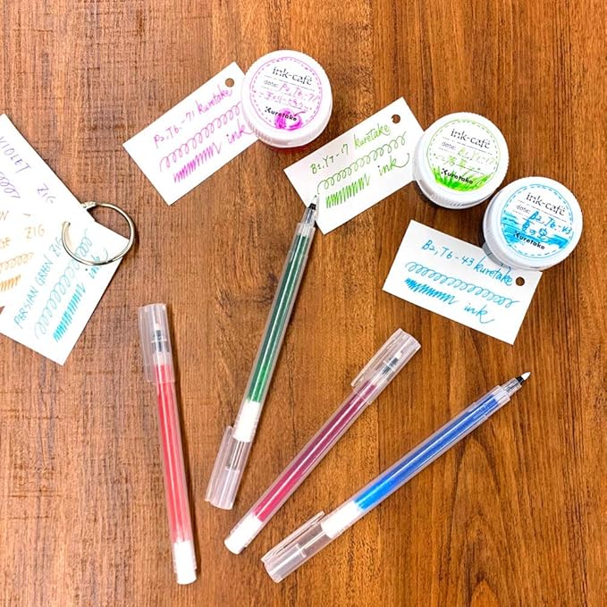 Kuretake Karappo Pen, Fine tip 5pcs Set, Empty refillable Ink Pen, for Lettering, Calligraphy, Illustration, Drawing, Made in Japan
