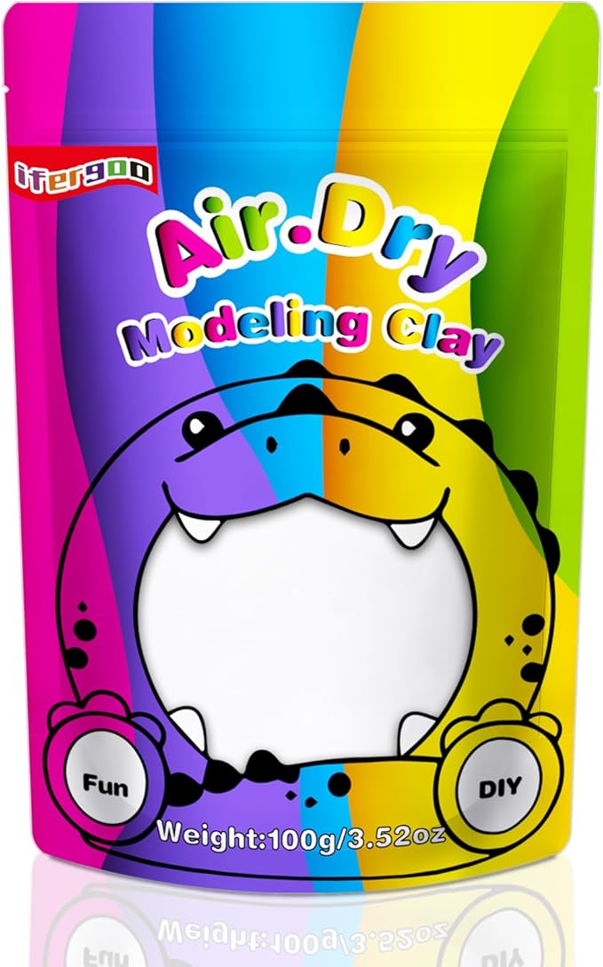 iFergoo White Air Dry Clay, DIY Creative Modeling Clay for Kids, Super Light Magic Clay for Kids Age 3-12, Safe & Non-Toxic, School Art & Craft Project, Great Gift for Age 3-12 Boys & Girls