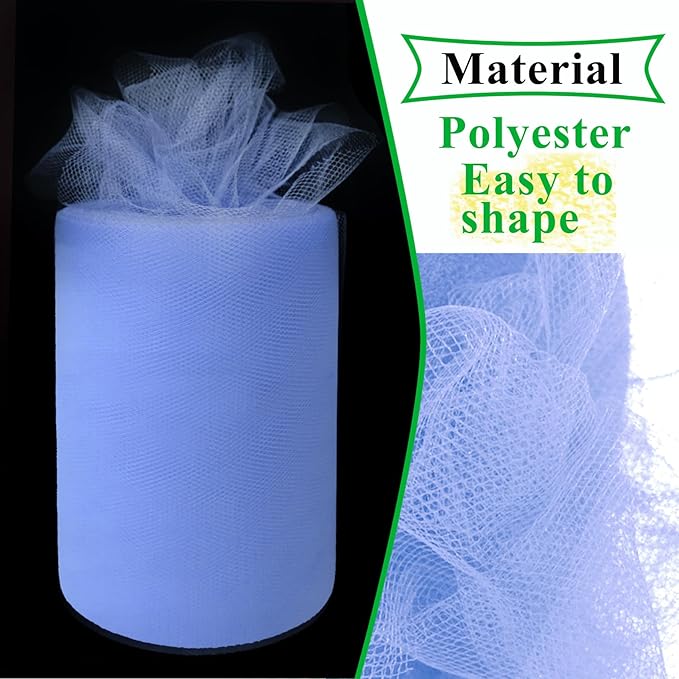 Powder Blue Tulle Fabric Rolls 6 Inch by 100 Yards (300 feet) Fabric Spool Tulle Ribbon for DIY Halloween Tutu Bow Baby Shower Birthday Party Wedding Decorations Christmas Craft Supplies