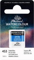 PHOENIX Professional Watercolor Paint - Single Watercolor Half Pan - Cobalt Blue 453