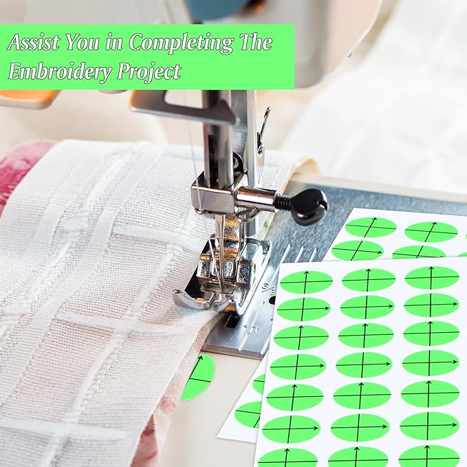 400 Pcs Embroidery Target Stickers, 3/4" x1/2" Machine Embroidery Placement Stickers Embroidery Target Labels Oval Planner Calendar Sticker Scrapbooking Crafting Stickers (Green)