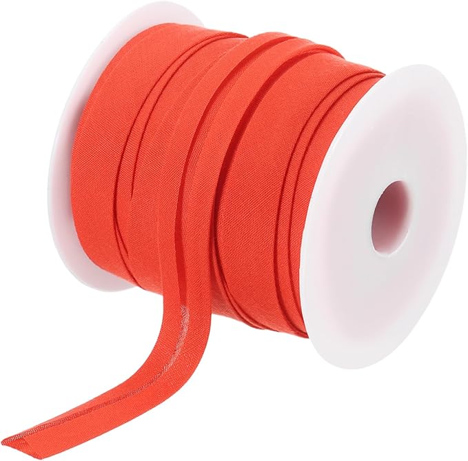 MECCANIXITY 1/2 Inch Single Fold Bias Tape Polyester Continuous Bulk Bias Tape for Sewing, Seaming Quilting Hemming Binding Crafts (Red 25 Yards)