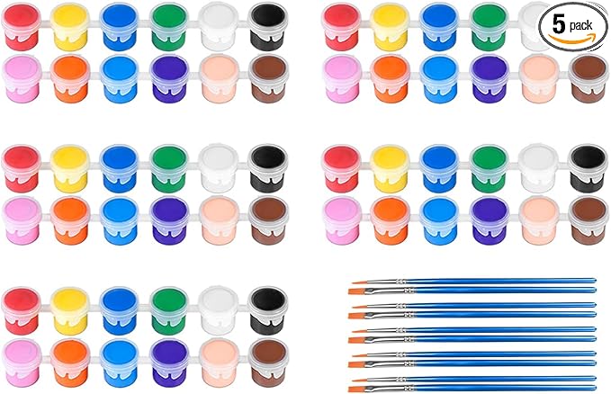 5 Pack Mini Acrylic Paint Set,12 Colors Acrylic Paints Strips for Kids&Adults Craft Paint,70 PCS Kids Painting Kit Container Strips Storage, Perfect for Home Birthday Classroom Party Favors……