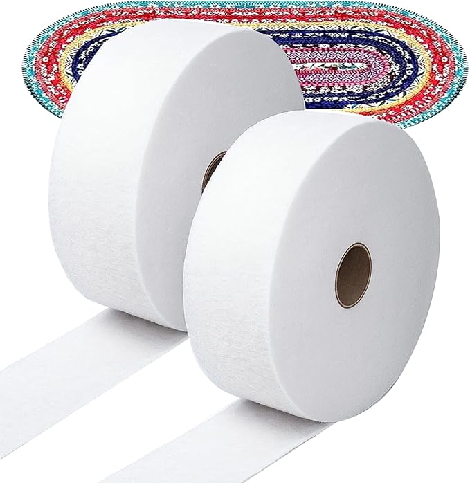 2 1/2 Inch Jelly Roll Batting Strips for Rugs - 2 Rolls Fusible Batting Tape for Quilting for Quilting, Throw Rugs, Fabric Tube Maker Needle Punched Maker Tool, 2 Rolls 200 Yards Total(2 1/2in×100yd)