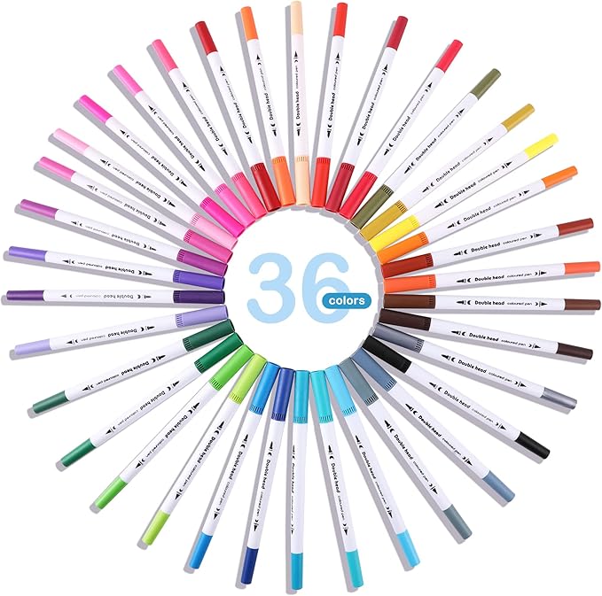 HQMaster Dual Tip Pens 36 Pack for Maker 3/Maker/Explore 3/Air 2/Air, 0.4mm & 1mm Color Pens Fine Point Pen Writing Drawing Accessories for Cutting Machine