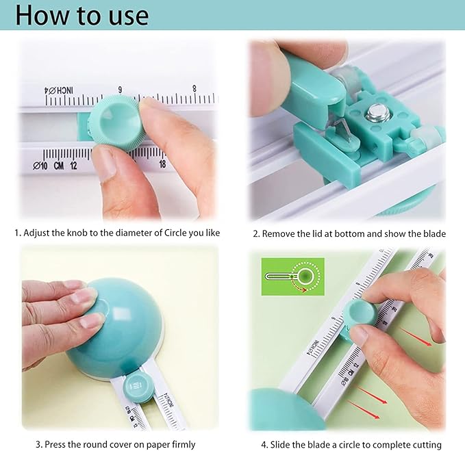 Craft Circle Cutter, Compass Circle Cutter for Paper Circular Cutting Tool for Cardstocks