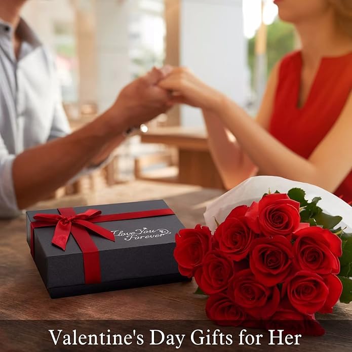 Iefil Christmas Gifts for Women Wife - 925 Sterling Silver Rose Heart Initial Necklace, Anniversary Birthday Gifts for Women, Jewelry Gift for Her Wife Girlfriend Mom Daughter