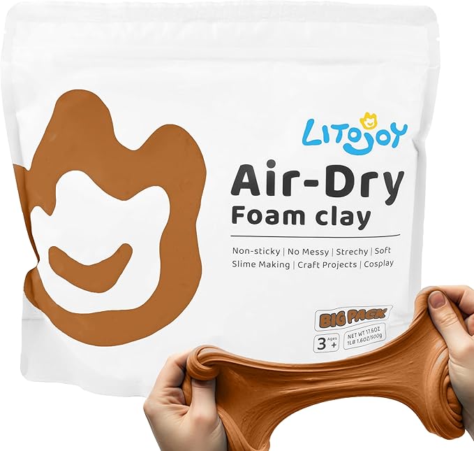 Soil Brown Air Dry Foam Clay - Modeling, Soft, Light Weight for School Supply, Art Projects, Deco Flower Mirror, Cosplay Props, Halloween Custom, Slime Supplies- 1.1 Lbs / 500 Grams (Brown)