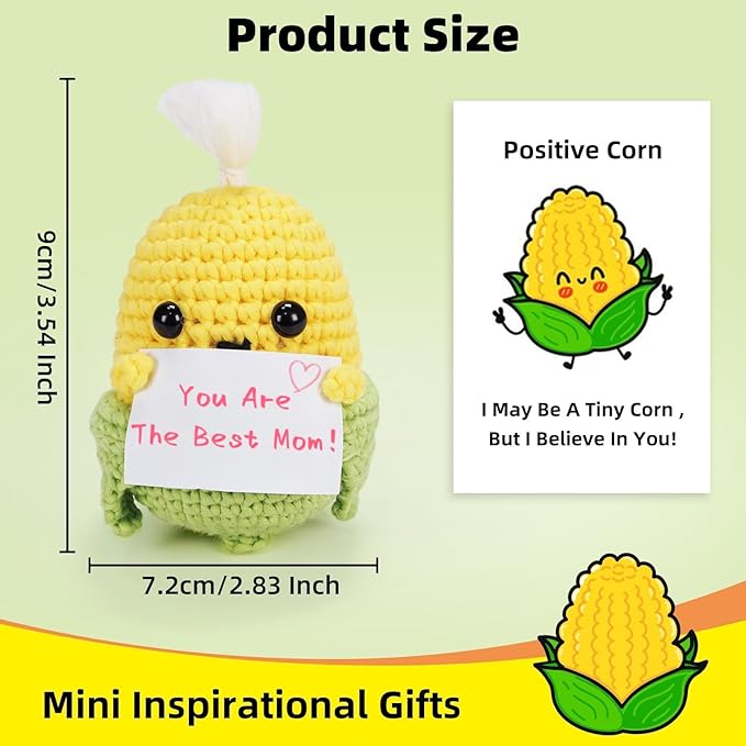 WaldyWop Wobbles Crochet Kit for Beginners: Christmas Gifts for Teen Girls Women w/Positive Card - Craft Kits for Kids & Adults w/Soft Yarn, Step-by-Step Video Tutorials, Corn Crochet Pattern